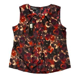 Jones New York Watercolor Floral Pink & Black Sleeveless Blouse NWT | Size 8P
